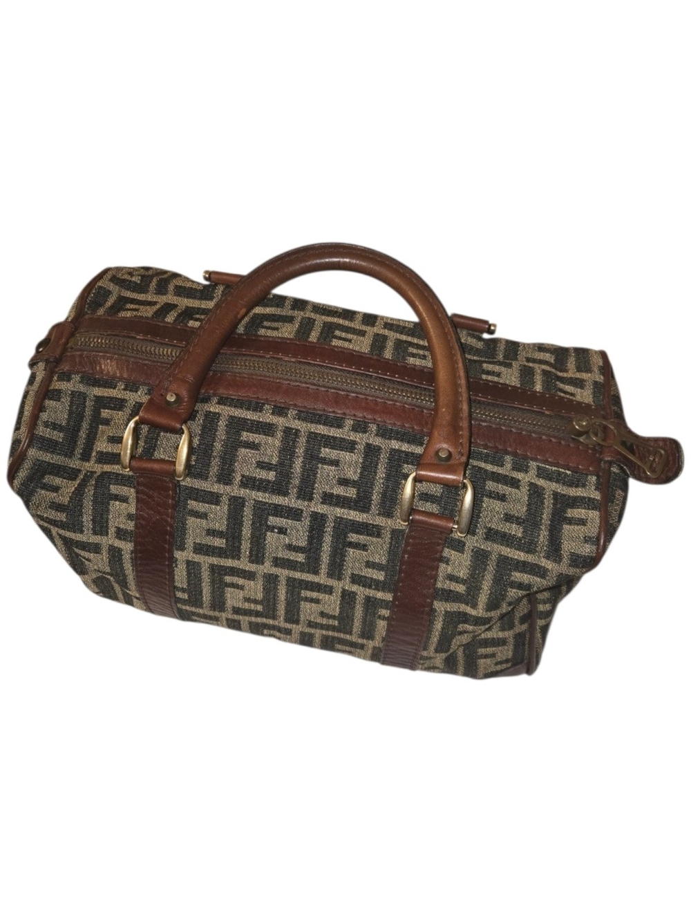Authentic Fendi Zucca FF Monogram Canvas & Leather Boston Bag – Vintage